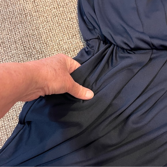 RACHEL ROY sleeveless shorts romper jumpsuit skort size small blue silky pockets - Picture 9 of 9